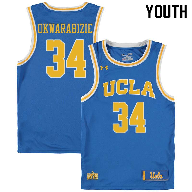 Youth #34 Ikenna Okwarabizie UCLA Bruins College Basketball Jerseys Sale-Blue - Click Image to Close